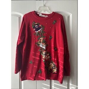 Victoria Jones Sweater Beaded Christmas Embroidered Doll Size XL